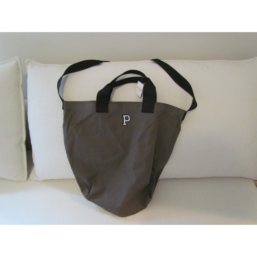 NWT Pink Victoria's Secret Canvas Tote Bag OS Olive Green Logo‎ Shoulder Bag